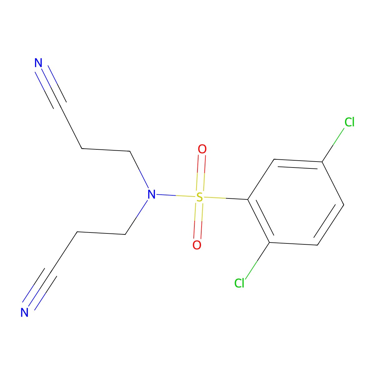 2,5-dichloro-N,N-bis(2-cyanoethyl)benzenesulfonamide molecular structure, CAS 2619-20-7