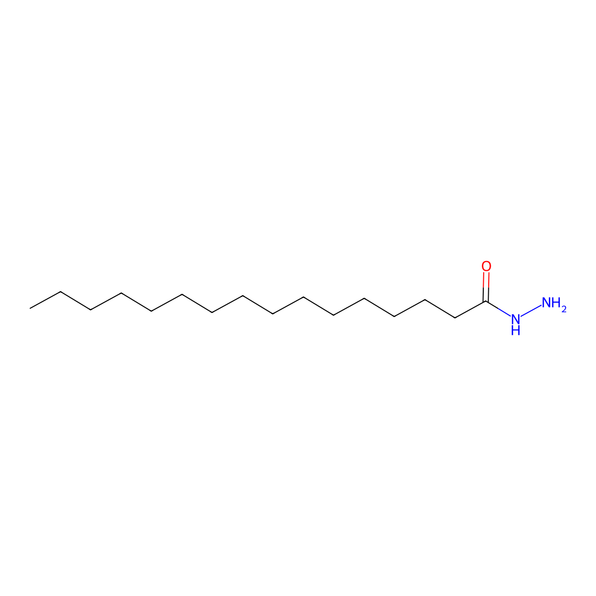 Hexdecanoic acid hydrazide molecular structure, CAS 2619-88-7