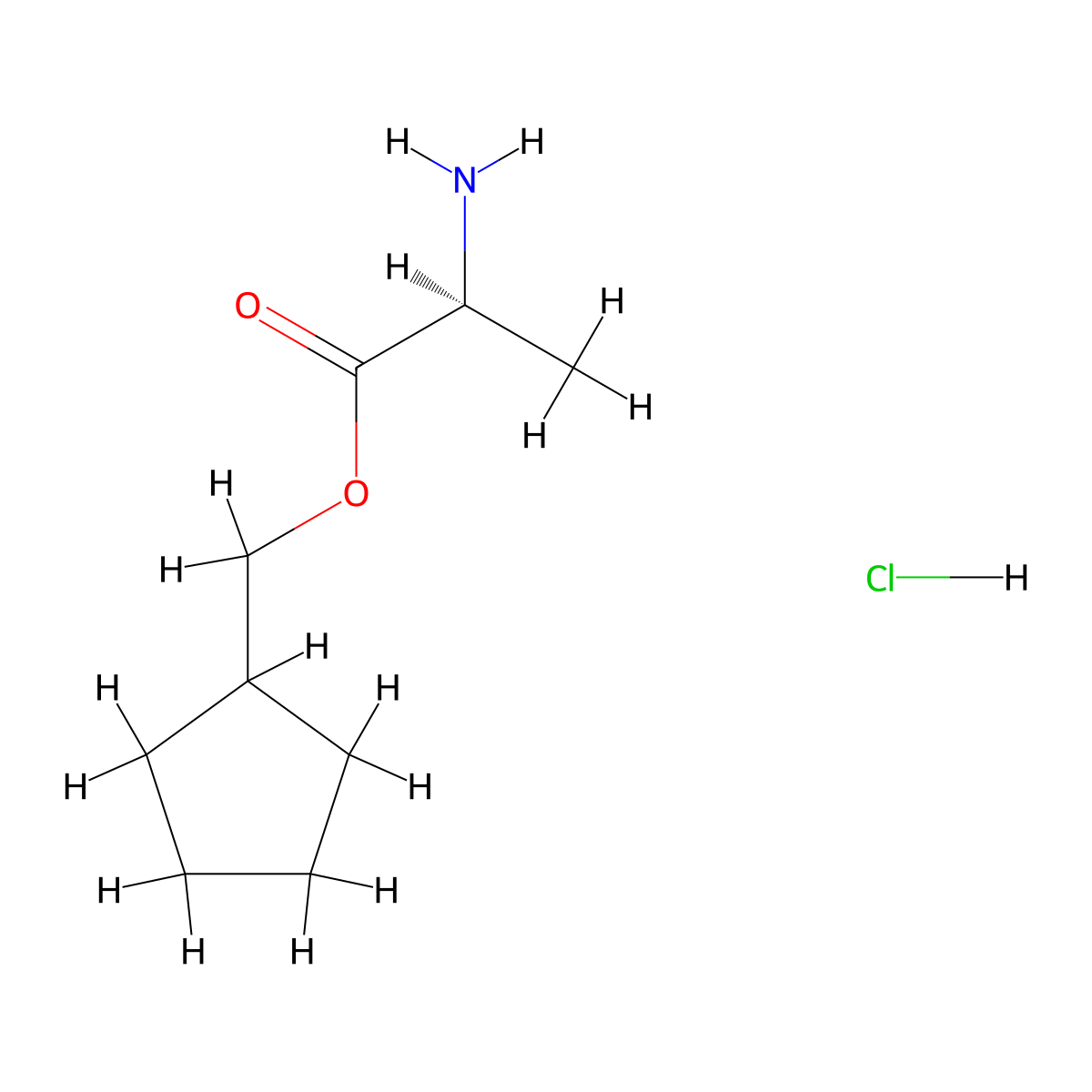 L-Alanine cyclopentylmethyl ester HCl molecular structure, CAS 261909-80-2