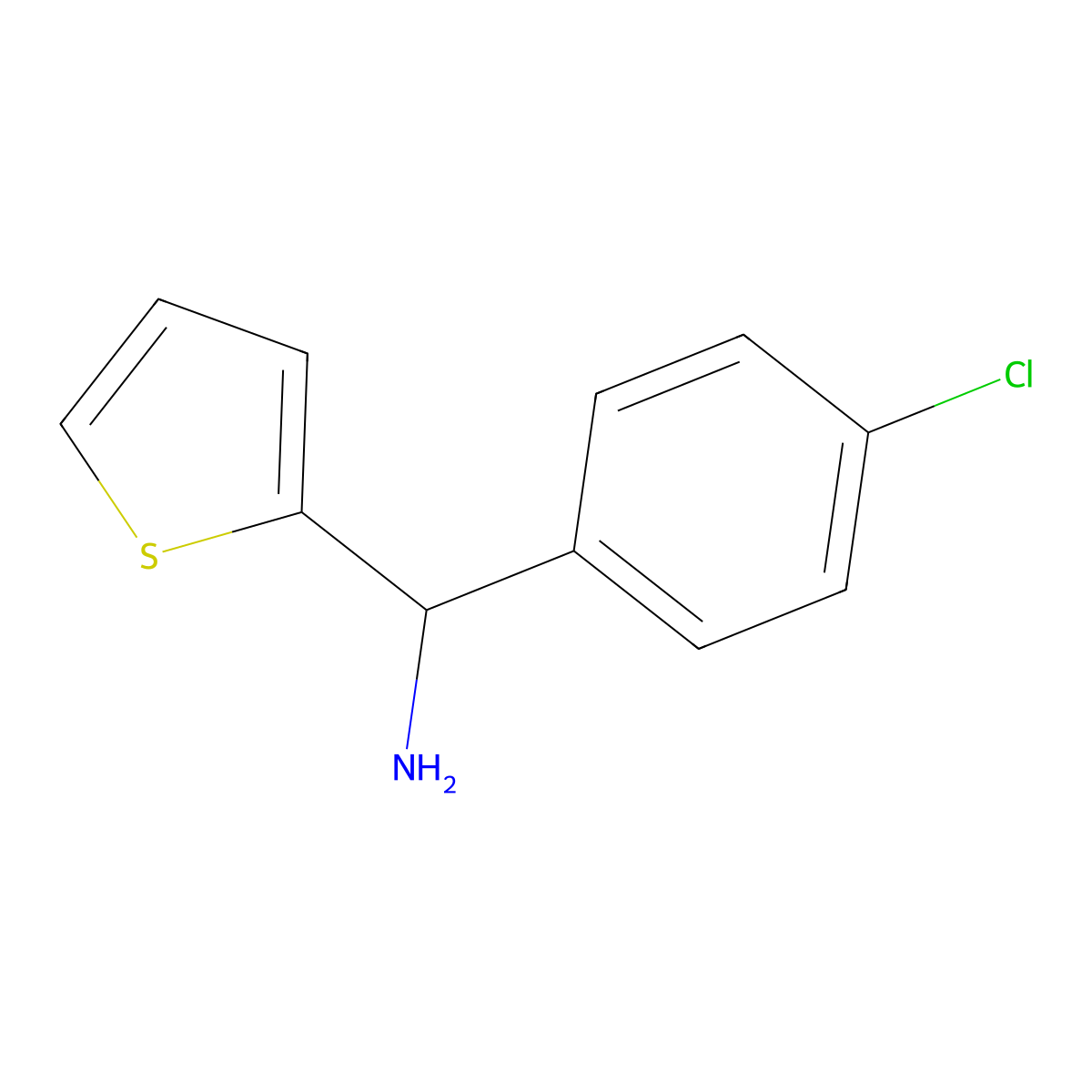 (4-Chlorophenyl)(thiophen-2-yl)methanamine molecular structure, CAS 261925-23-9