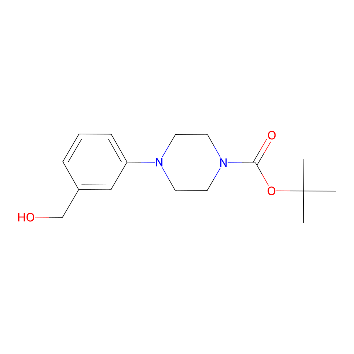 Tert-butyl 4-[3-(hydroxymethyl)phenyl]piperazine-1-carboxylate molecular structure, CAS 261925-88-6