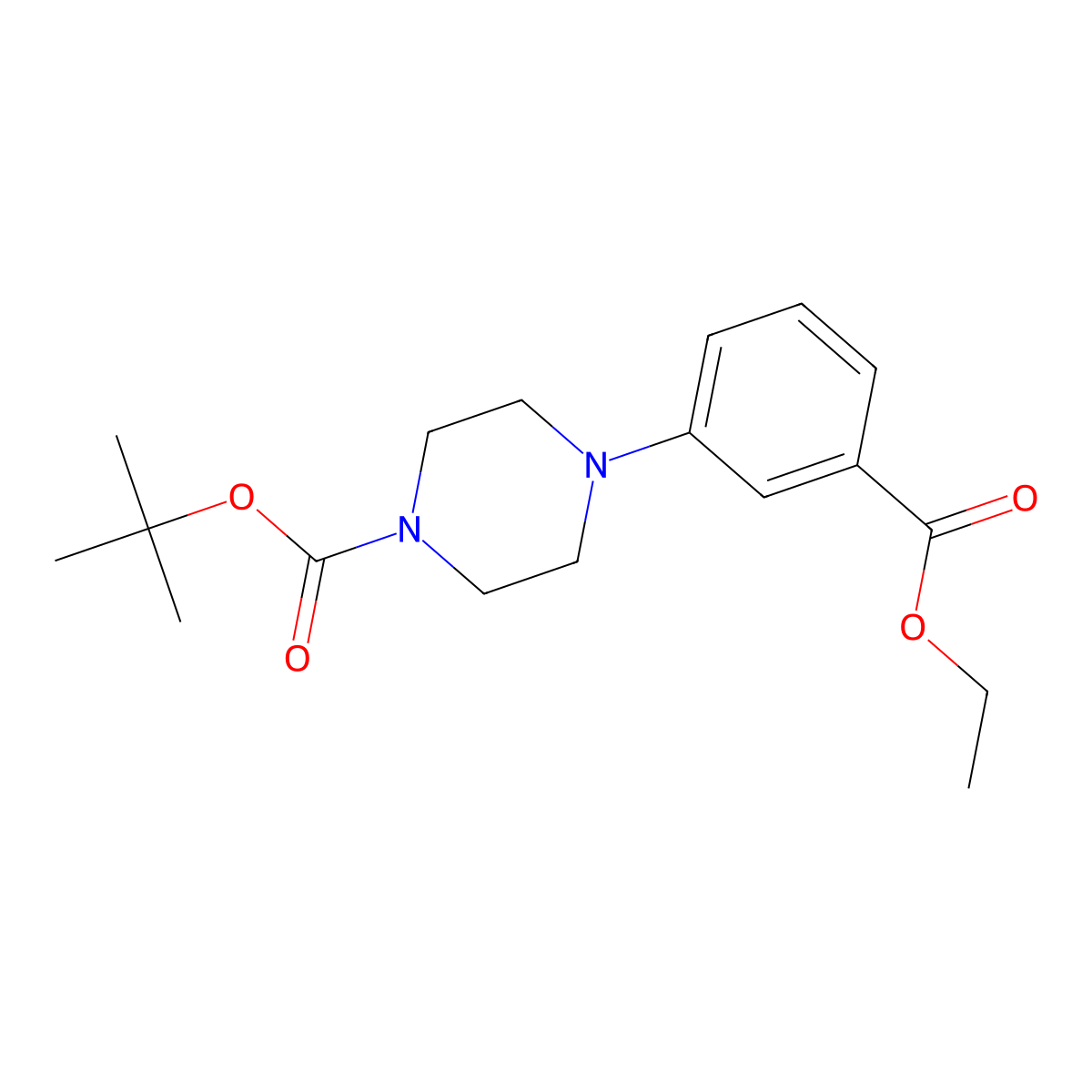 1-Boc-4-(3-(ethoxycarbonyl)phenyl)piperazine molecular structure, CAS 261925-94-4