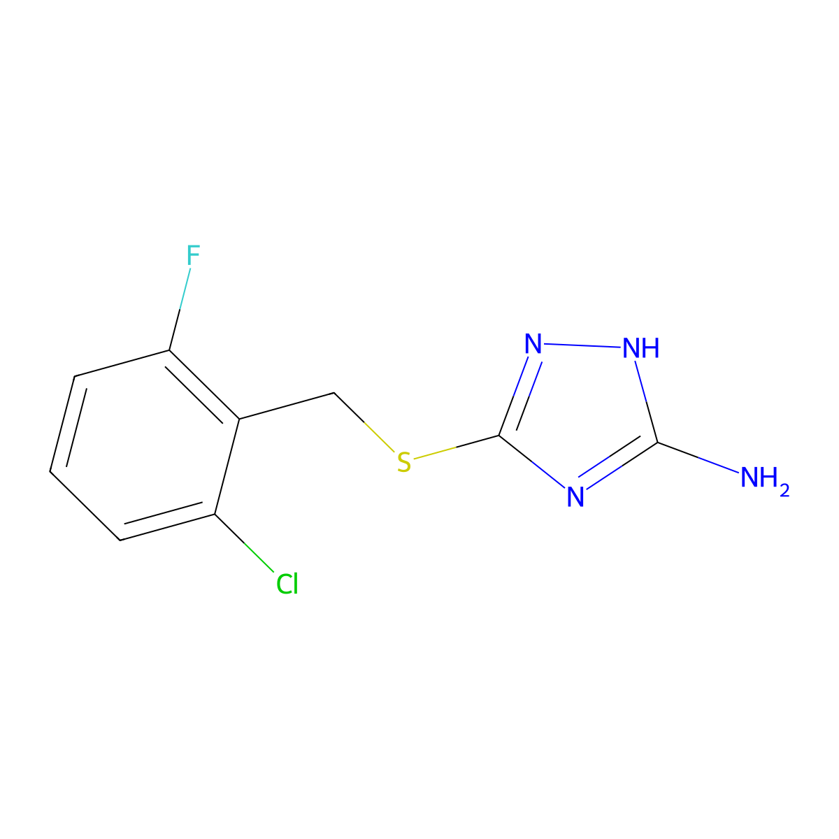 3-[(2-chloro-6-fluorobenzyl)sulfanyl]-1H-1,2,4-triazol-5-amine molecular structure, CAS 261928-98-7