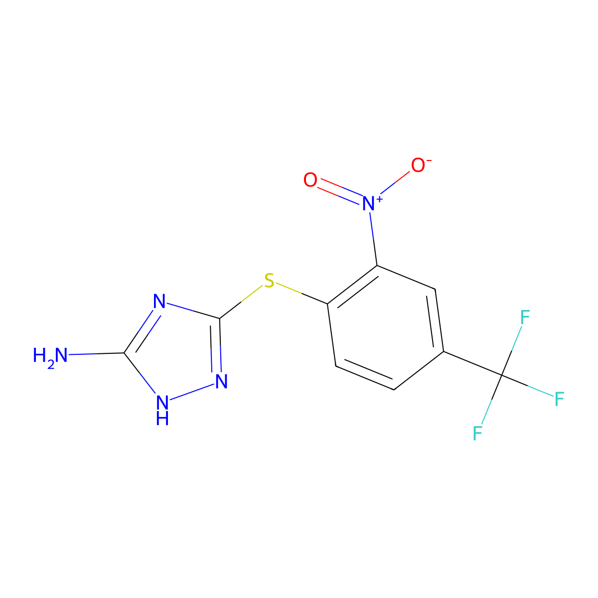 5-{[2-nitro-4-(trifluoromethyl)phenyl]sulfanyl}-1H-1,2,4-triazol-3-amine molecular structure, CAS 261929-10-6