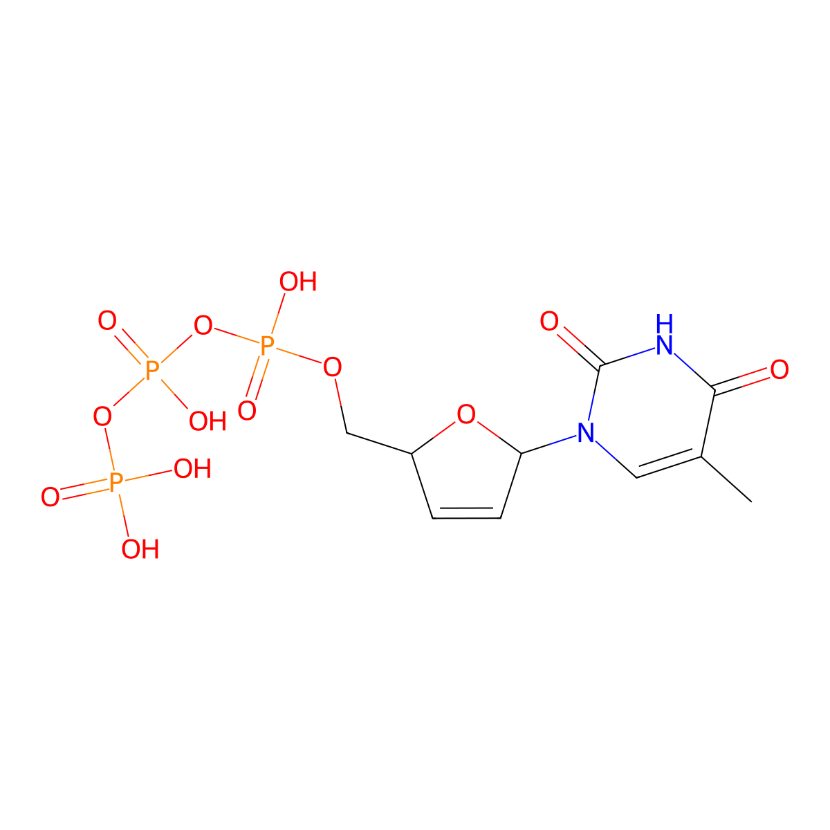 2',3'-Dideoxy-2',3'-dehydrothymidine 5'-triphosphate molecular structure, CAS 26194-89-8