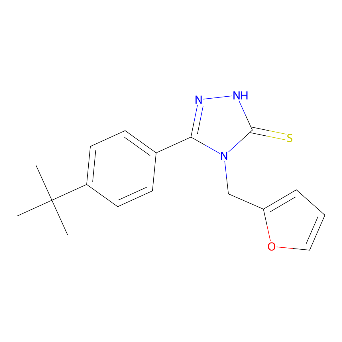 5-(4-tert-butylphenyl)-4-(furan-2-ylmethyl)-4H-1,2,4-triazole-3-thiol molecular structure, CAS 261946-00-3