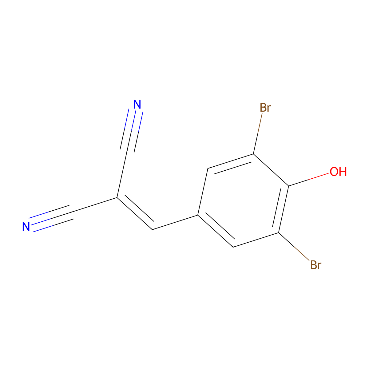 3,5-Dibromo-4-hydroxybenzylidenemalonitrile molecular structure, CAS 26195-44-8