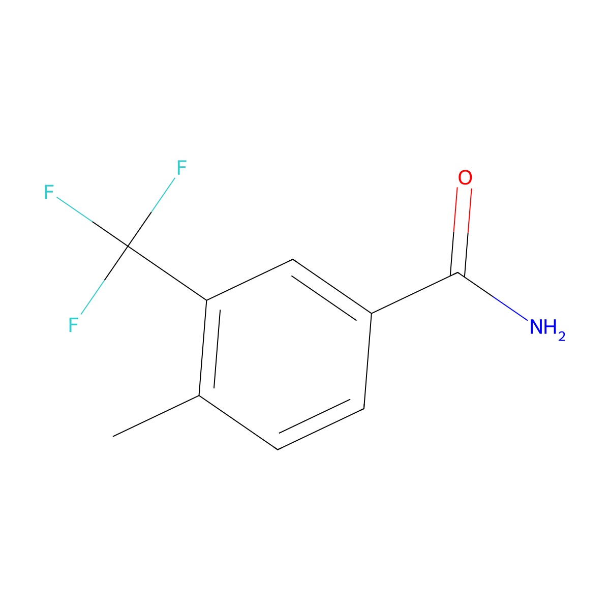 4-Methyl-3-(trifluoromethyl)benzamide molecular structure, CAS 261952-00-5