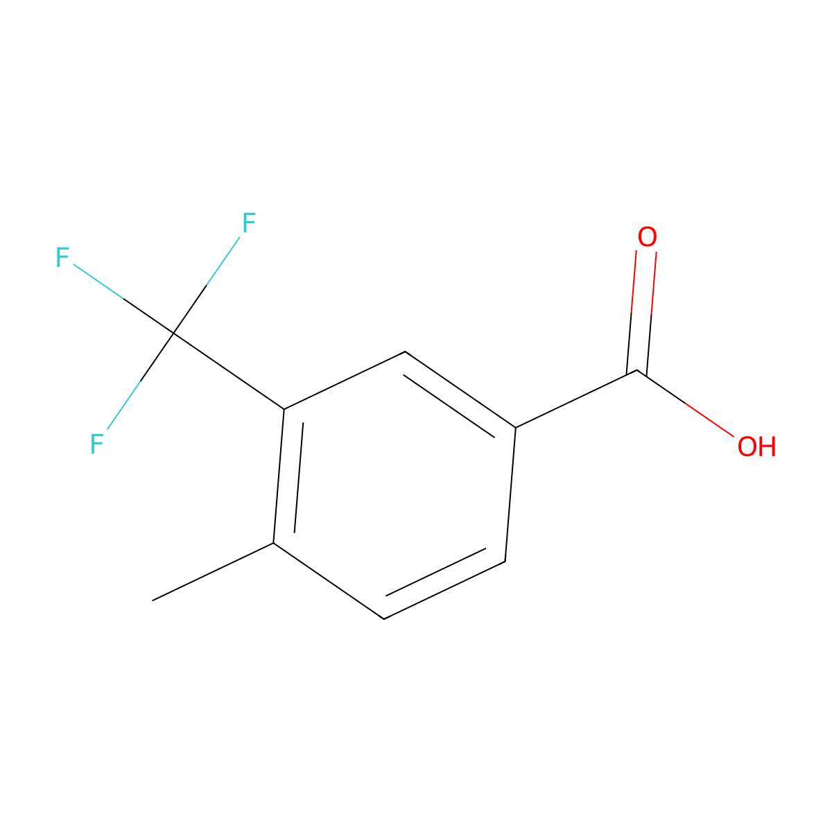 4-Methyl-3-(trifluoromethyl)benzoic acid molecular structure, CAS 261952-01-6