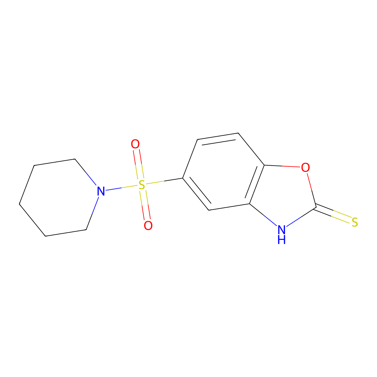 5-(Piperidine-1-sulfonyl)-benzooxazole-2-thiol molecular structure, CAS 26196-35-0