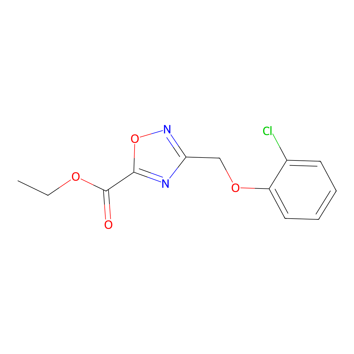 Ethyl 3-[(2-chlorophenoxy)methyl]-1,2,4-oxadiazole-5-carboxylate molecular structure, CAS 261962-50-9