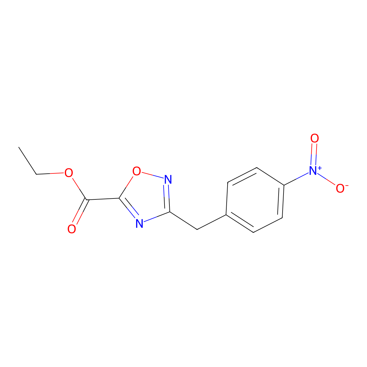 Ethyl 3-[(4-nitrophenyl)methyl]-1,2,4-oxadiazole-5-carboxylate molecular structure, CAS 261962-51-0