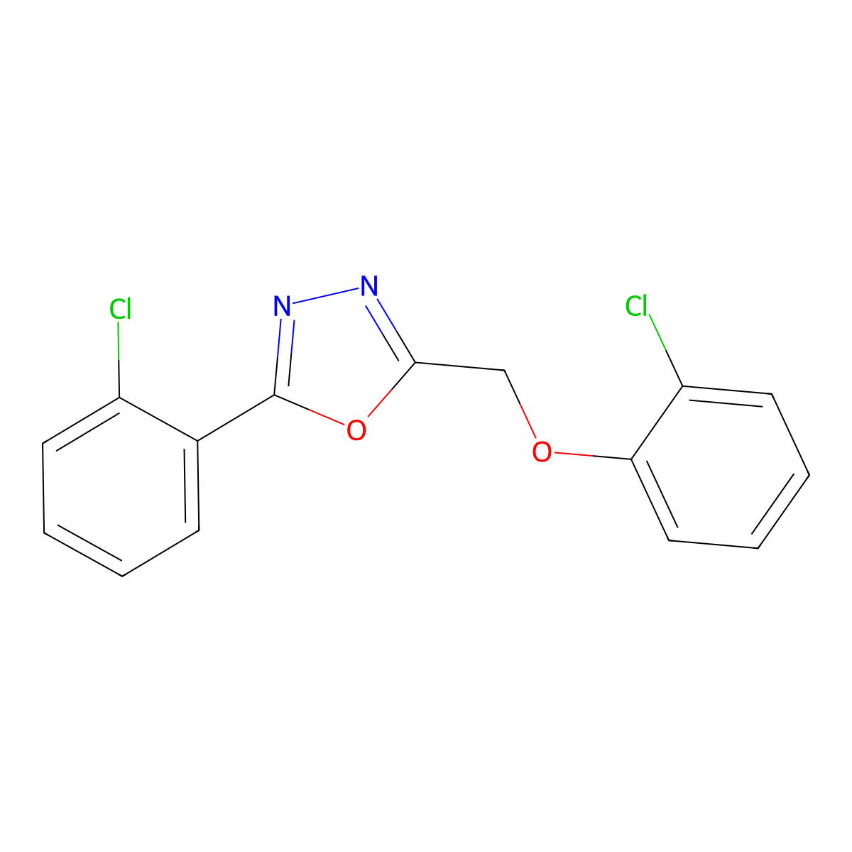 2-[(2-Chlorophenoxy)methyl]-5-(2-chlorophenyl)-1,3,4-oxadiazole molecular structure, CAS 261962-56-5