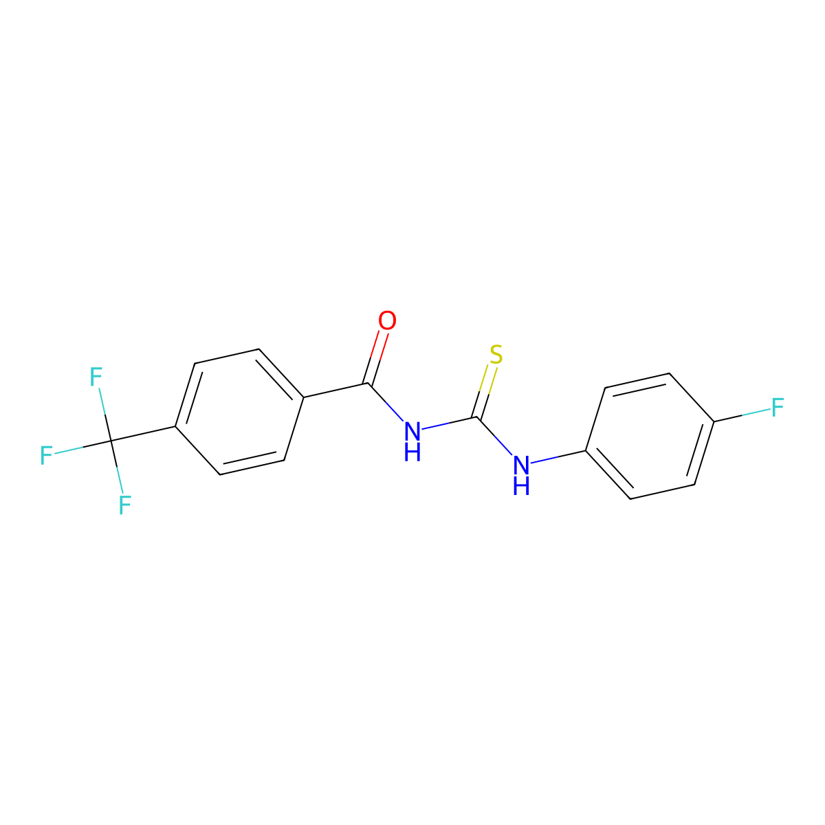 N-[(4-fluorophenyl)carbamothioyl]-4-(trifluoromethyl)benzamide molecular structure, CAS 261965-19-9