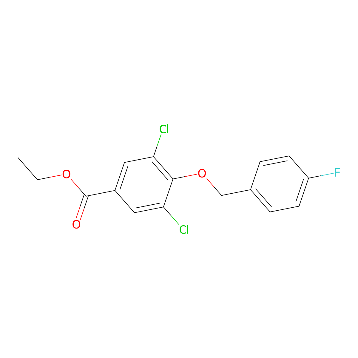 Ethyl 3,5-dichloro-4-[(4-fluorobenzyl)oxy]benzoate molecular structure, CAS 261965-36-0