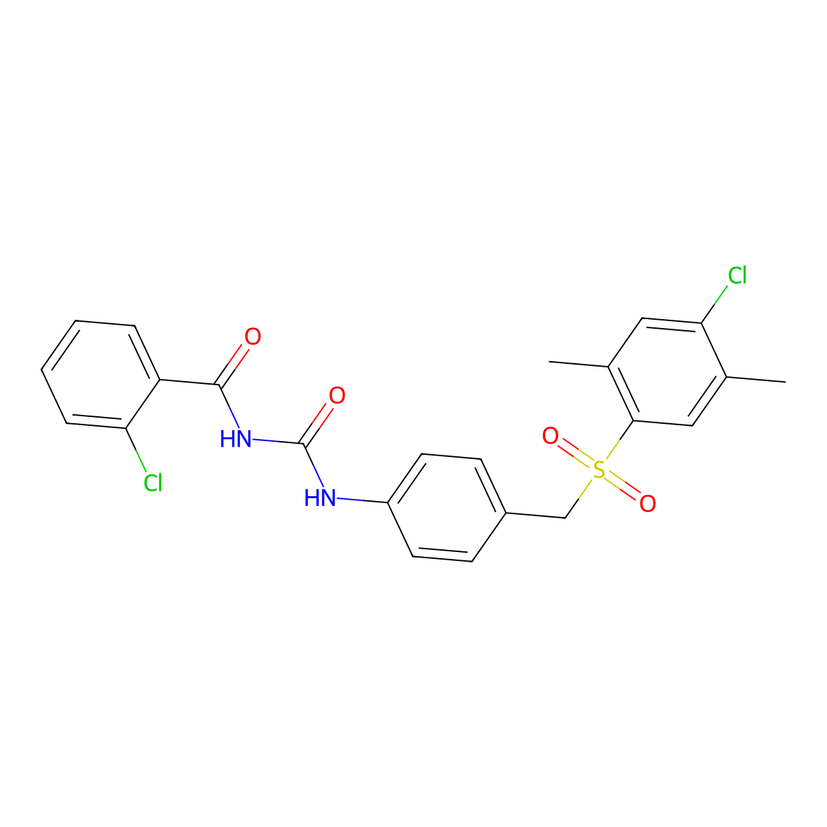 2-Chloro-N-(((4-(((4-chloro-2,5-dimethylphenyl)sulfonyl)methyl)phenyl)amino)carbonyl)benzamide molecular structure, CAS 261965-49-5