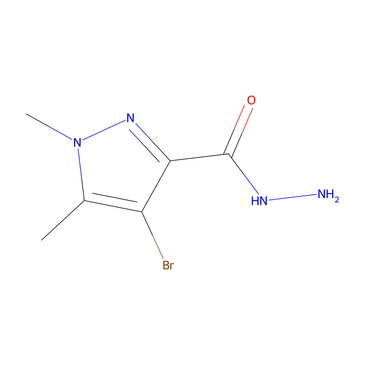 4-bromo-1,5-dimethyl-1H-pyrazole-3-carbohydrazide molecular structure, CAS 261965-56-4