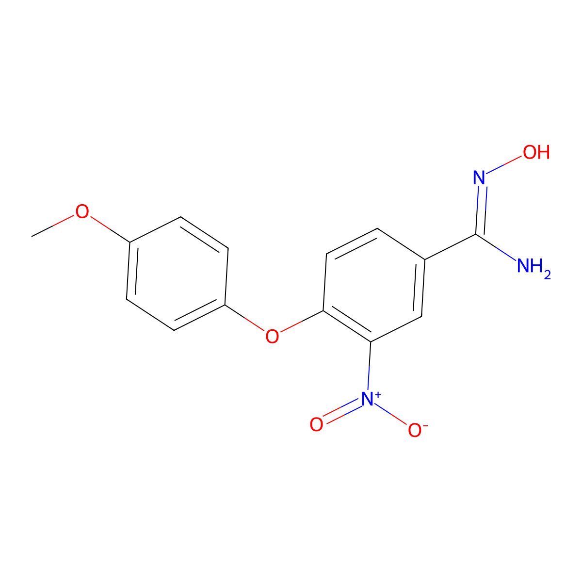 N'-hydroxy-4-(4-methoxyphenoxy)-3-nitrobenzenecarboximidamide molecular structure, CAS 261966-14-7