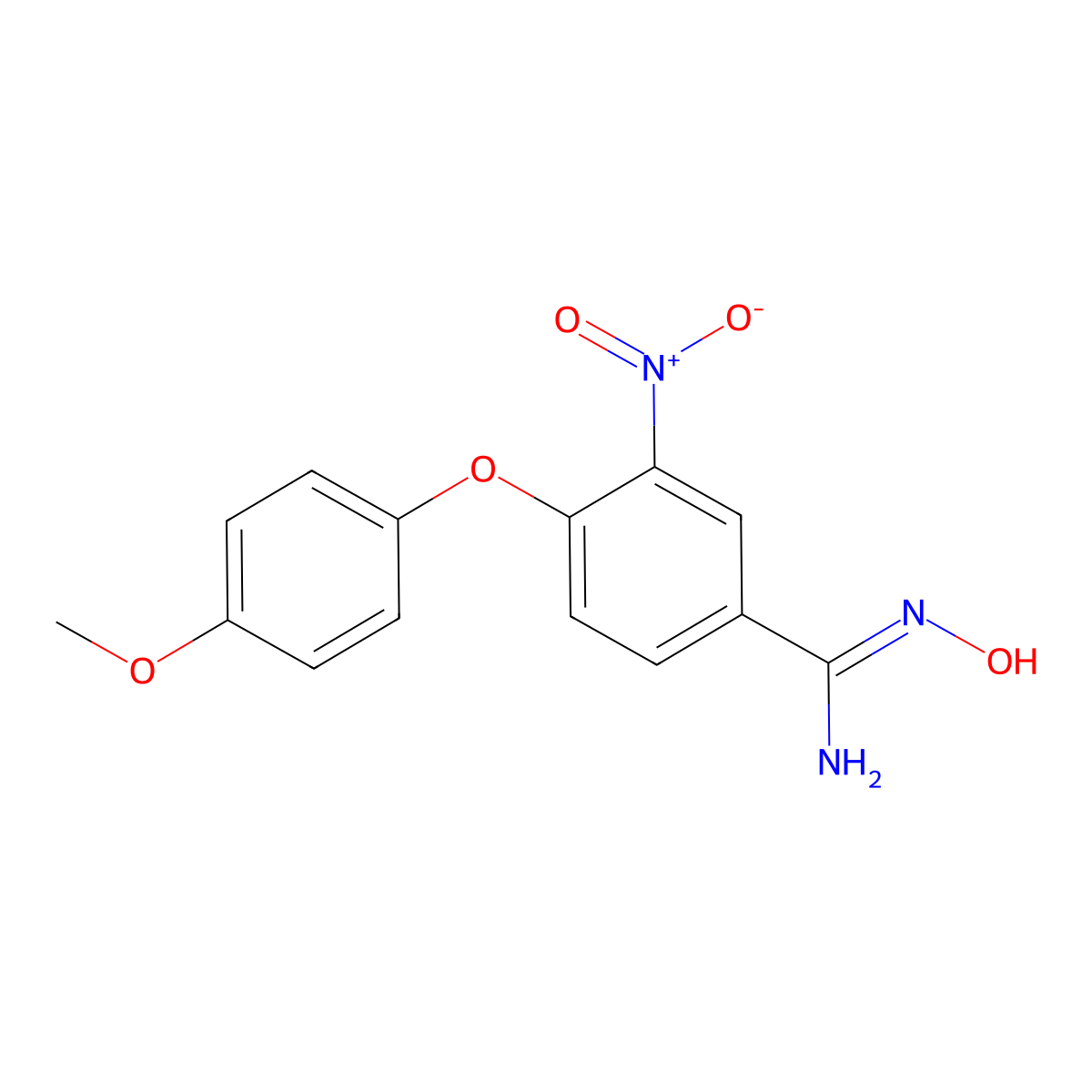 N'-hydroxy-4-(4-methoxyphenoxy)-3-nitrobenzenecarboximidamide molecular structure, CAS 261966-14-7