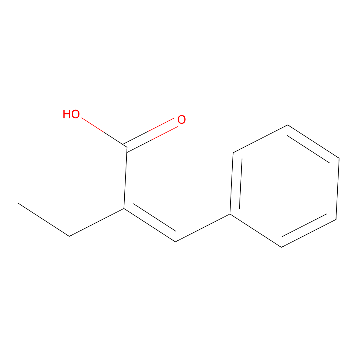 (2E)-2-(phenylmethylidene)butanoic acid molecular structure, CAS 26197-64-8