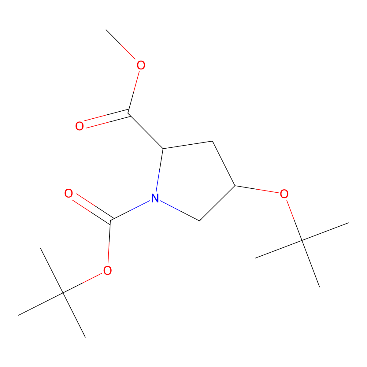 O1-tert-butyl O2-methyl (2S,4S)-4-tert-butoxypyrrolidine-1,2-dicarboxylate molecular structure, CAS 2619753-04-5