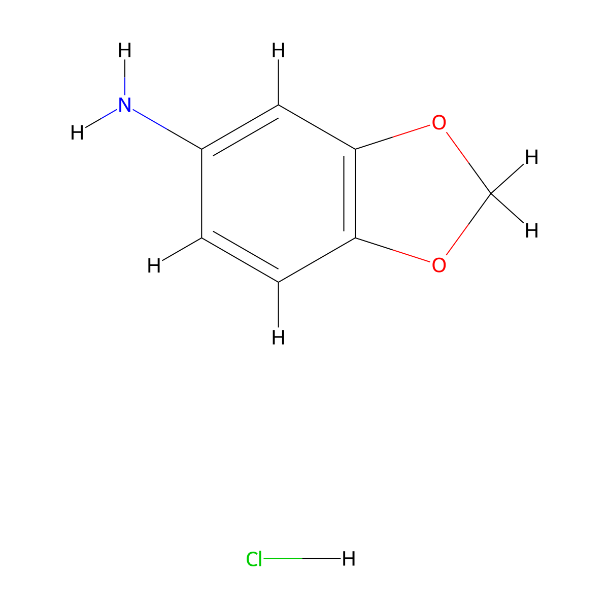2H-1,3-Benzodioxol-5-amine--hydrogen chloride (1/1) molecular structure, CAS 2620-45-3