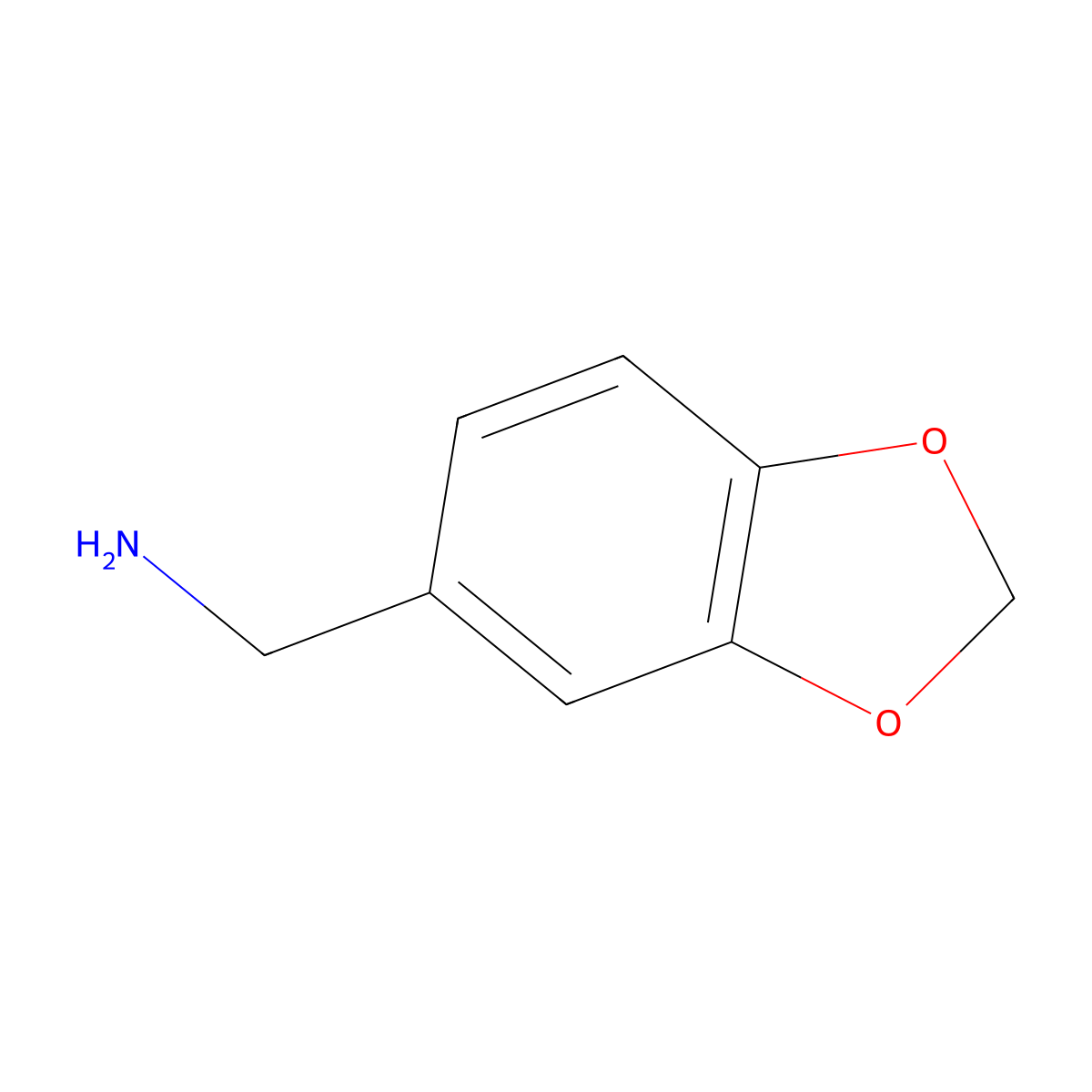 Benzo-1,3-dioxole-5-methylamine molecular structure, CAS 2620-50-0