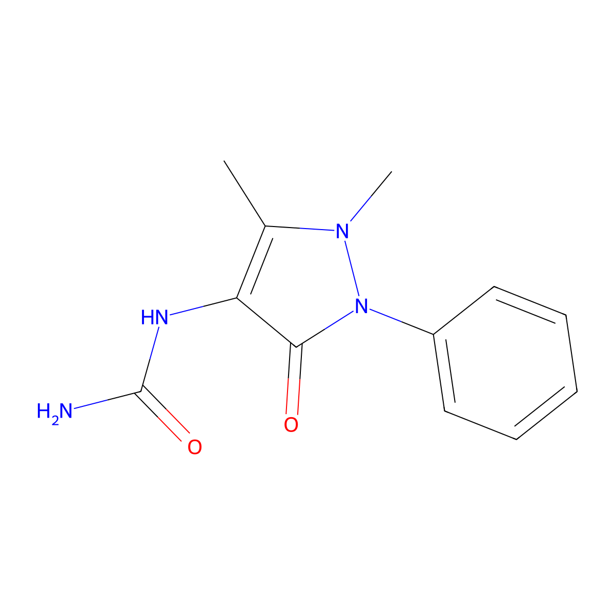 1-(1,5-dimethyl-3-oxo-2-phenyl-2,3-dihydro-1H-pyrazol-4-yl)urea molecular structure, CAS 2620-71-5