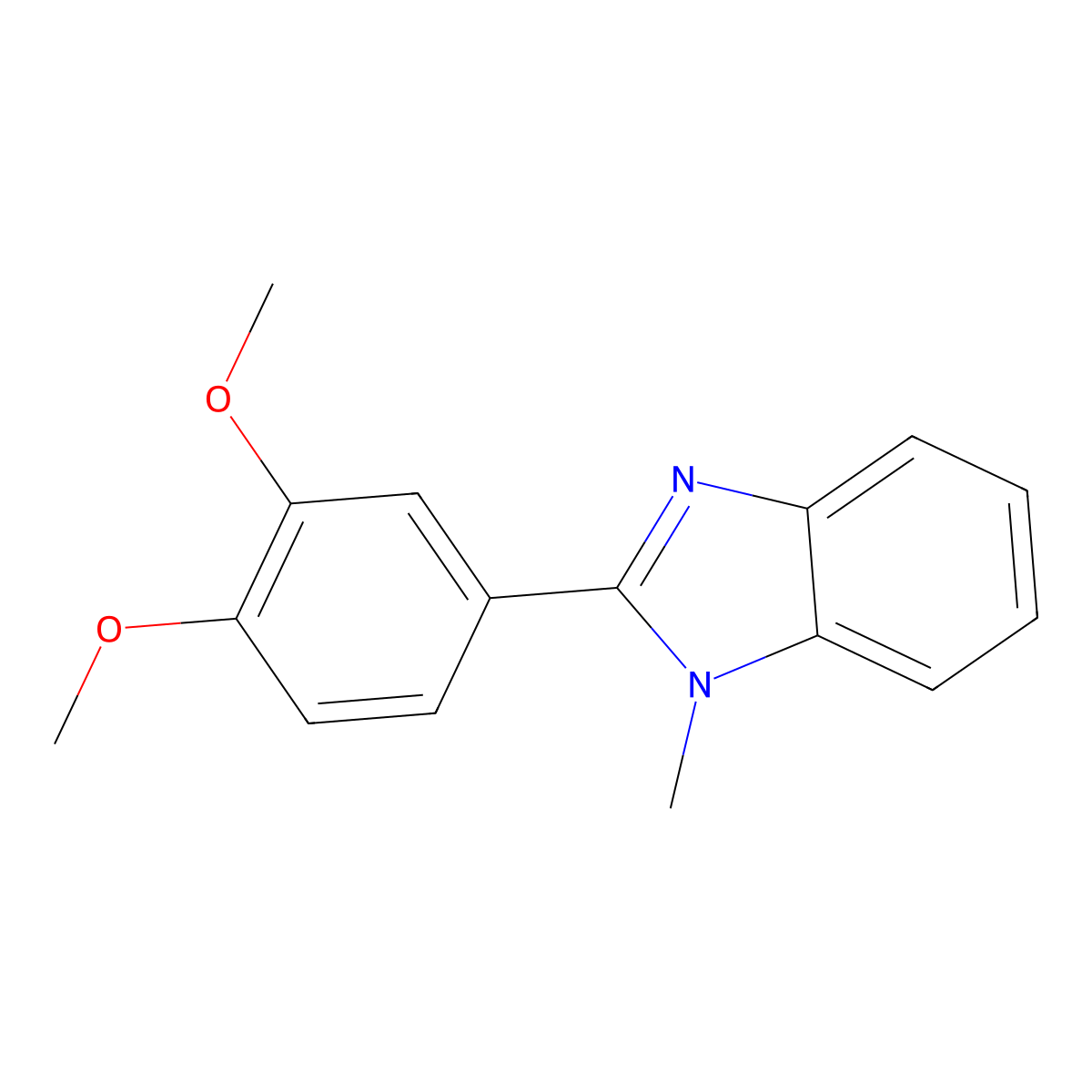 2-(3,4-dimethoxyphenyl)-1-methyl-1H-benzo[d]imidazole molecular structure, CAS 2620-86-2