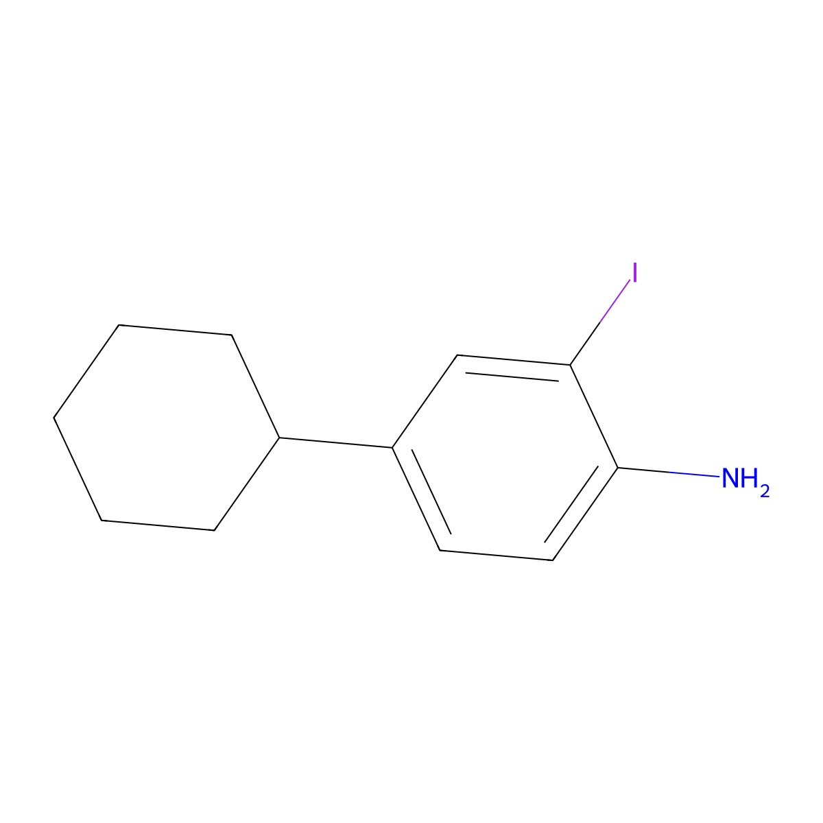 4-Cyclohexyl-2-iodoaniline molecular structure, CAS 2620530-45-0