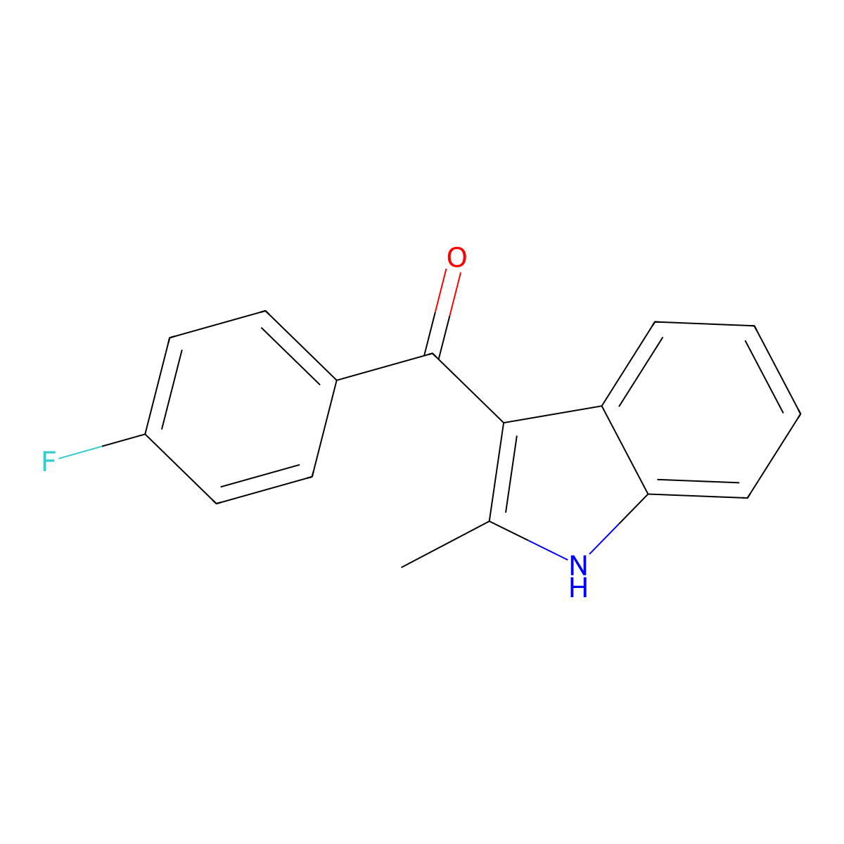 (4-Fluorophenyl)(2-methyl-1H-indol-3-yl)methanone molecular structure, CAS 26206-00-8