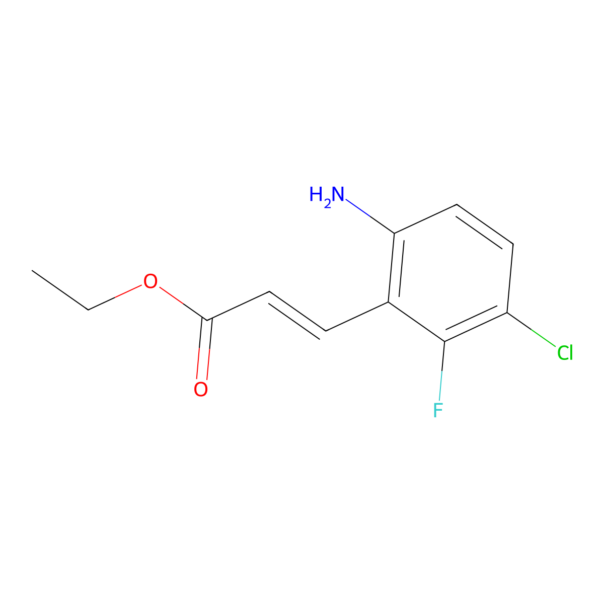 Ethyl (E)-3-(6-amino-3-chloro-2-fluorophenyl)acrylate molecular structure, CAS 2620742-86-9