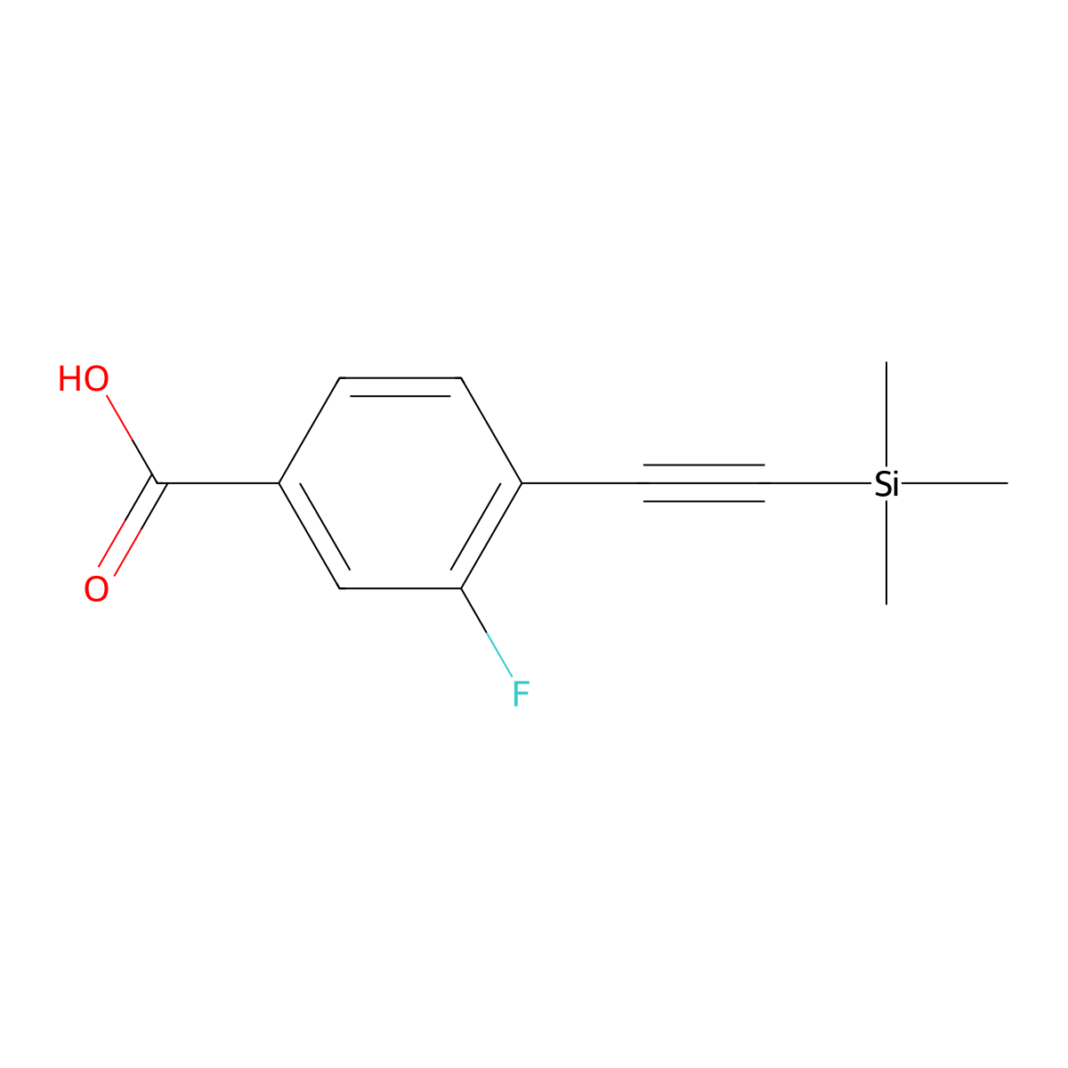 3-Fluoro-4-((trimethylsilyl)ethynyl)benzoic acid molecular structure, CAS 2620822-37-7