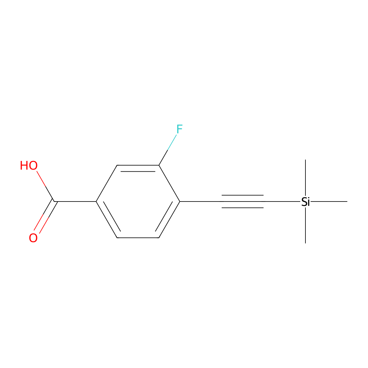 3-Fluoro-4-((trimethylsilyl)ethynyl)benzoic acid molecular structure, CAS 2620822-37-7