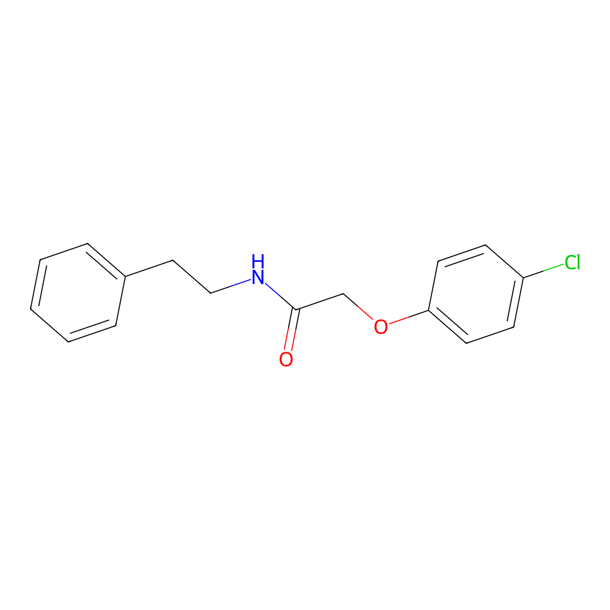 2-(4-chlorophenoxy)-N-(2-phenylethyl)acetamide molecular structure, CAS 26210-37-7