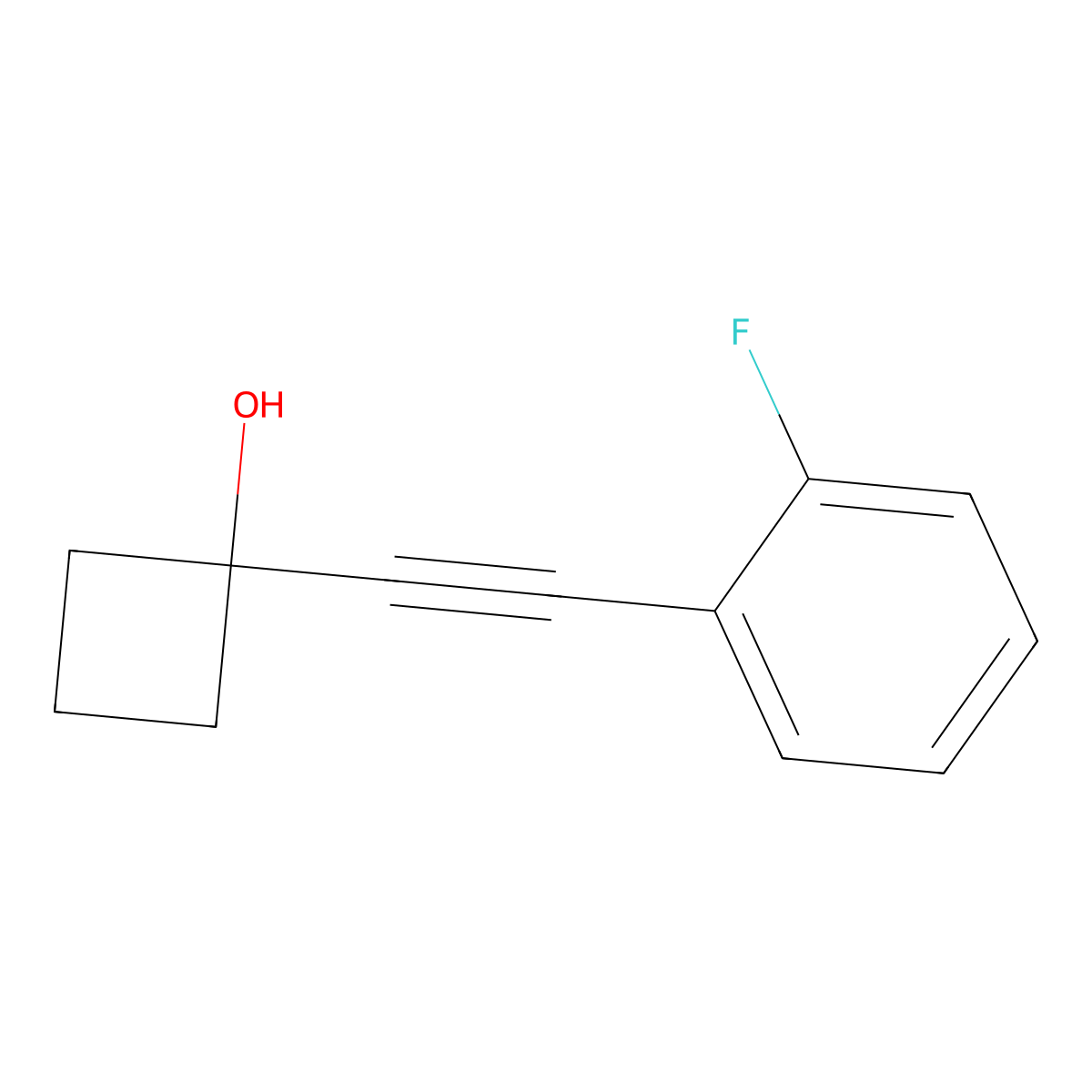 1-[2-(2-Fluorophenyl)ethynyl]cyclobutanol molecular structure, CAS 2621048-09-5