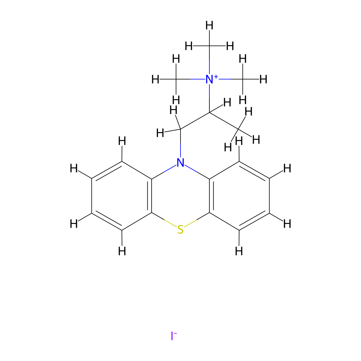 10H-Phenothiazine-10-ethanaminium, N,N,N,alpha-tetramethyl-, iodide (1:1) molecular structure, CAS 26212-80-6
