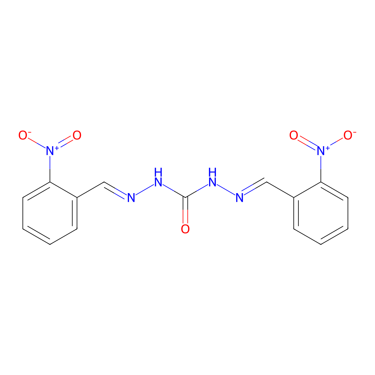 1,3-Bis[(2-nitrophenyl)methylideneamino]urea molecular structure, CAS 26213-68-3