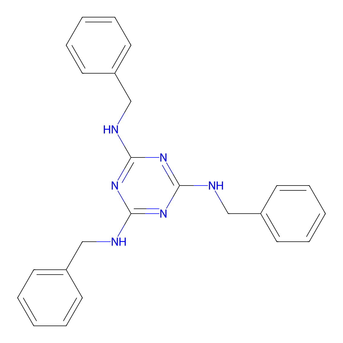 N2,N4,N6-tribenzyl-1,3,5-triazine-2,4,6-triamine molecular structure, CAS 26217-88-9