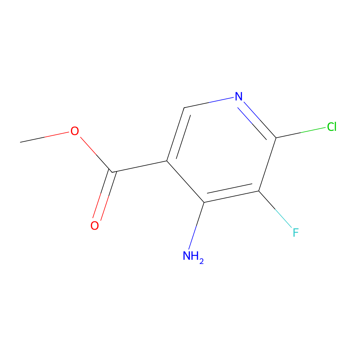 Methyl 4-amino-6-chloro-5-fluoronicotinate molecular structure, CAS 2621932-27-0