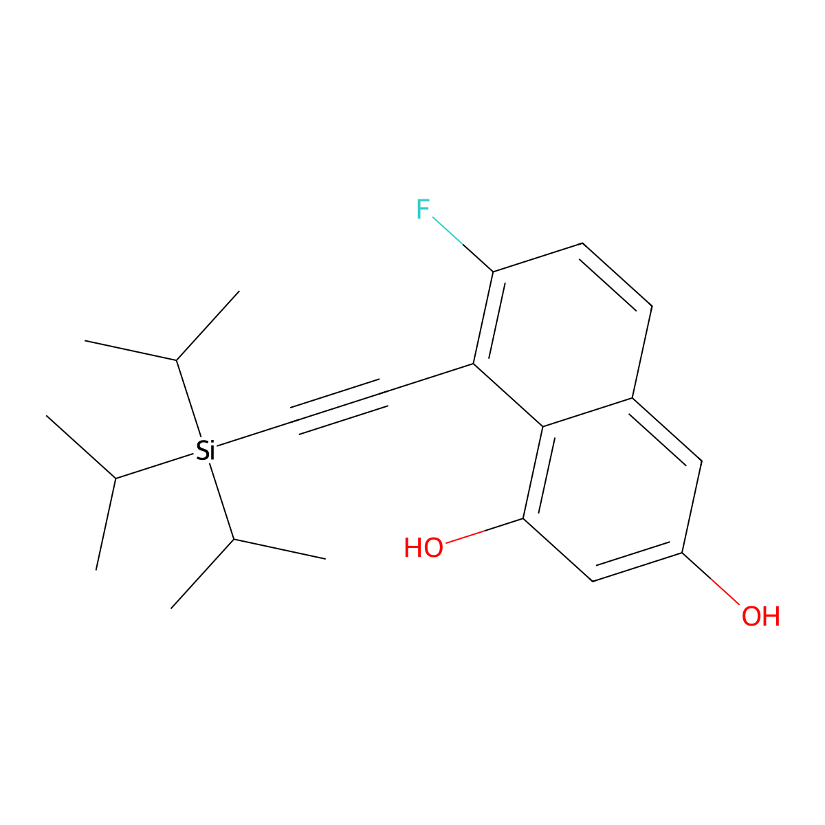 7-Fluoro-8-((triisopropylsilyl)ethynyl)naphthalene-1,3-diol molecular structure, CAS 2621932-34-9