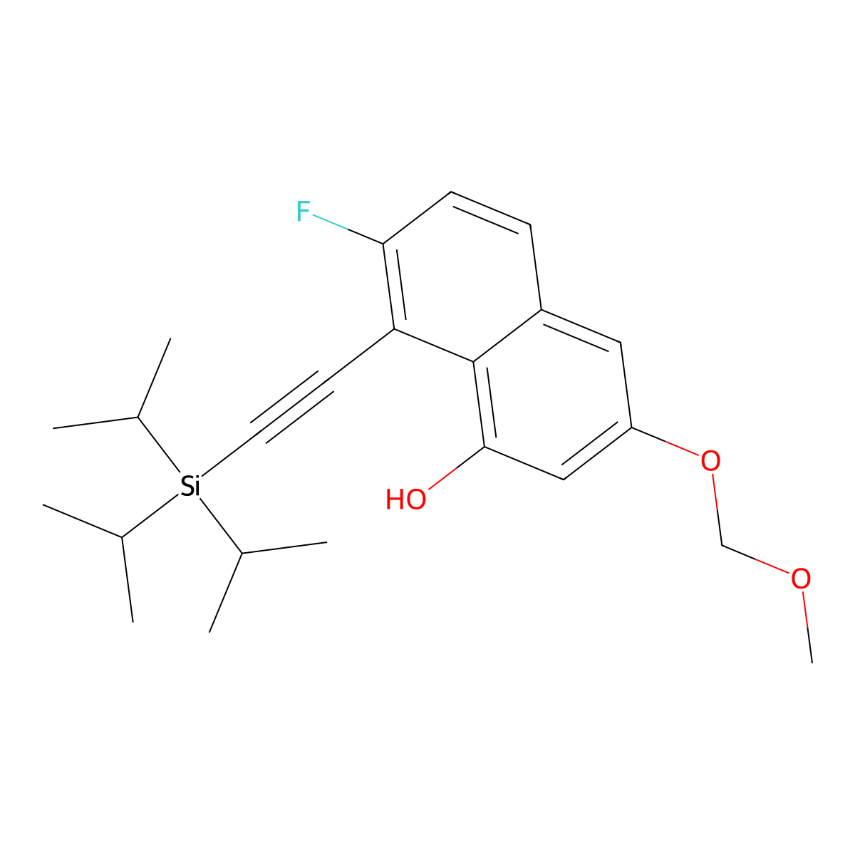 7-Fluoro-3-(methoxymethoxy)-8-((triisopropylsilyl)ethynyl)naphthalen-1-ol molecular structure, CAS 2621932-35-0