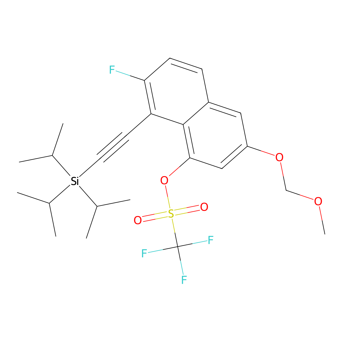 7-Fluoro-3-(methoxymethoxy)-8-((triisopropylsilyl)ethynyl)naphthalen-1-yl trifluoromethanesulfonate molecular structure, CAS 2621932-36-1