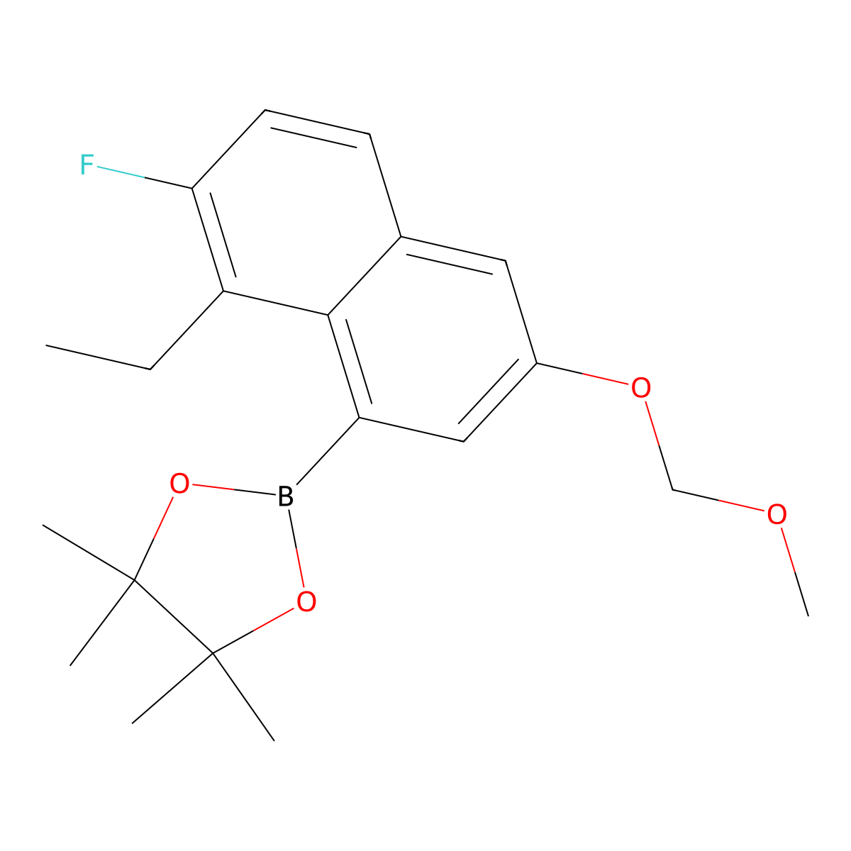 2-(8-Ethyl-7-fluoro-3-(methoxymethoxy)naphthalen-1-yl)-4,4,5,5-tetramethyl-1,3,2-dioxaborolane molecular structure, CAS 2621932-48-5