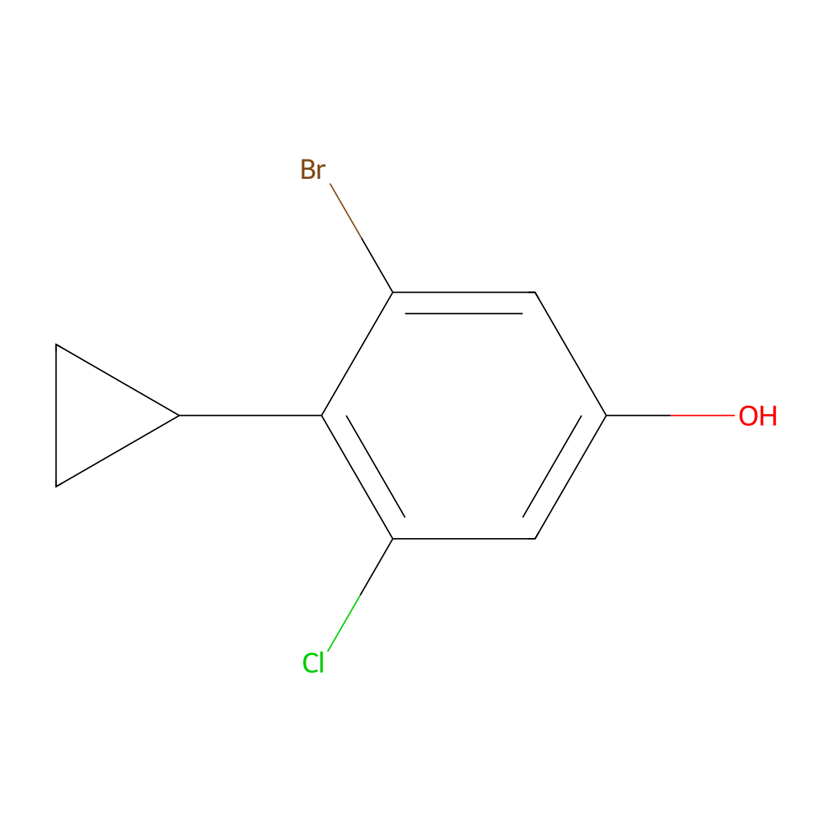 3-Bromo-5-chloro-4-cyclopropyl-phenol molecular structure, CAS 2621936-23-8