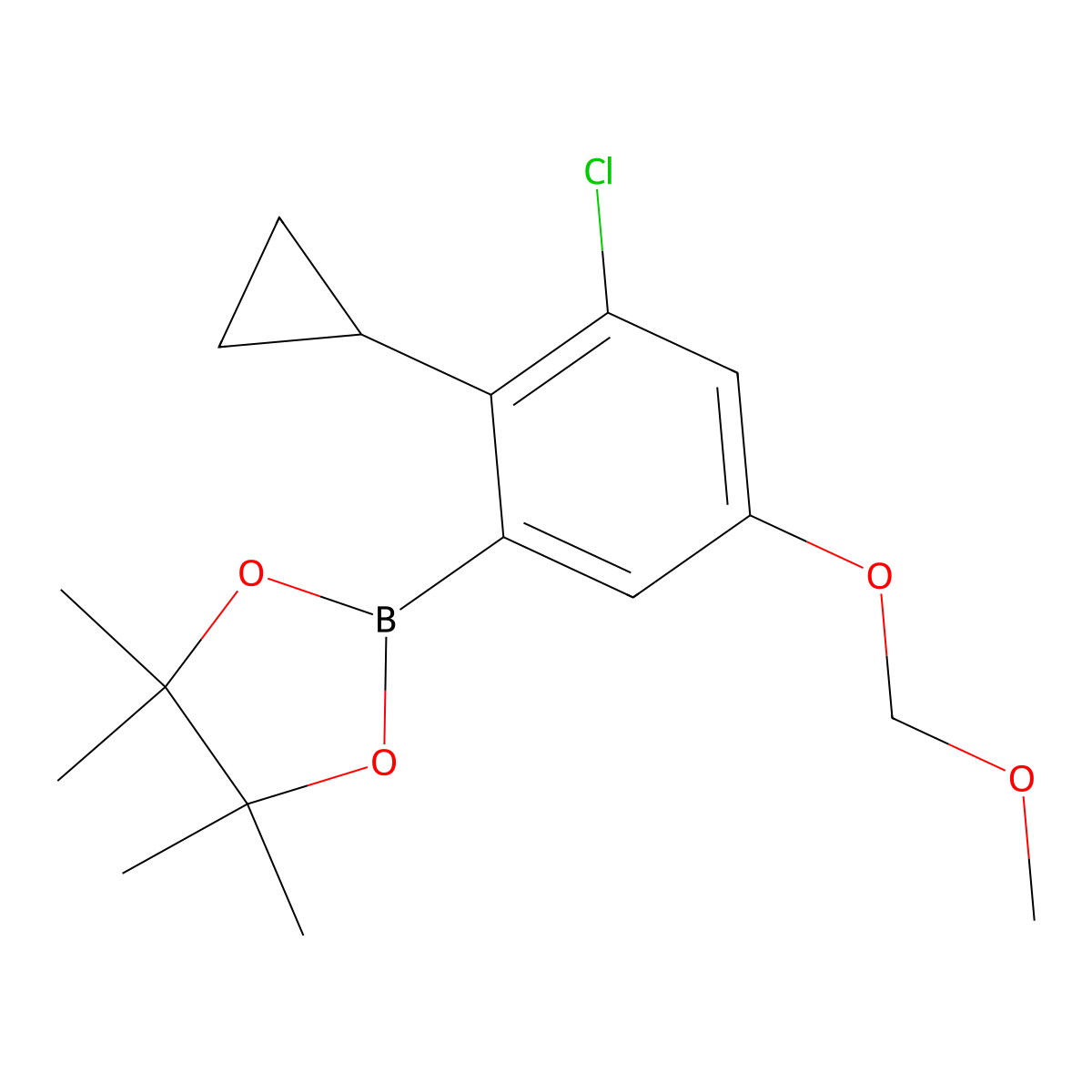 2-(3-Chloro-2-cyclopropyl-5-(methoxymethoxy)phenyl)-4,4,5,5-tetramethyl-1,3,2-dioxaborolane molecular structure, CAS 2621936-26-1
