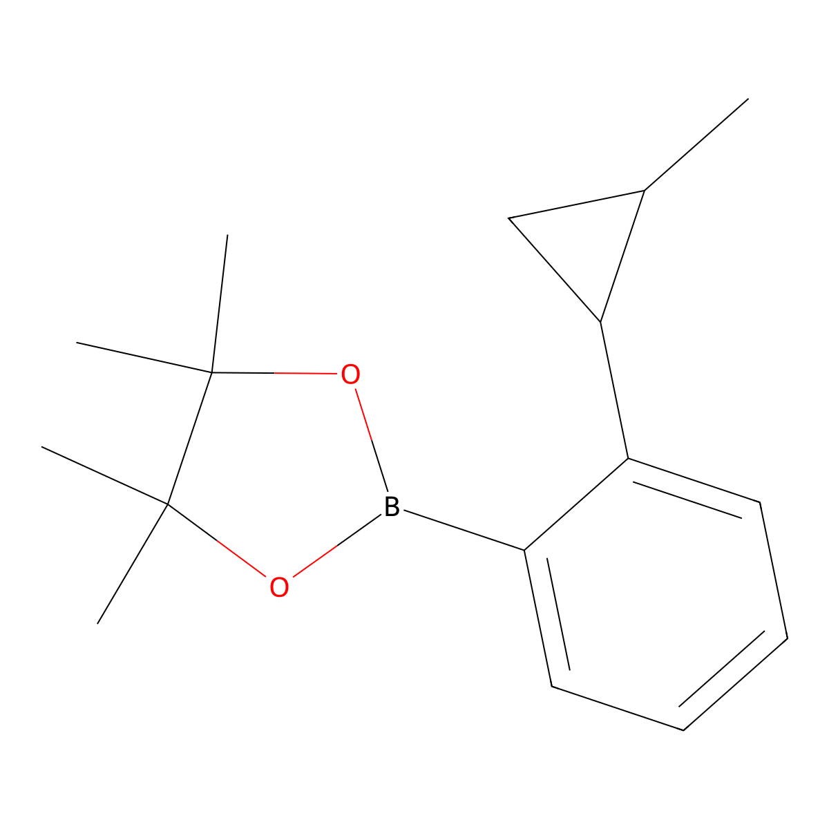 4,4,5,5-Tetramethyl-2-[2-(2-methylcyclopropyl)phenyl]-1,3,2-dioxaborolane molecular structure, CAS 2621936-38-5