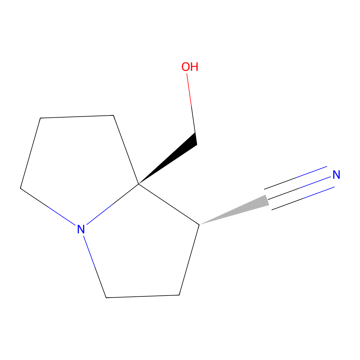 Rel-(1R,8R)-8-(hydroxymethyl)-1,2,3,5,6,7-hexahydropyrrolizine-1-carbonitrile molecular structure, CAS 2621937-69-5