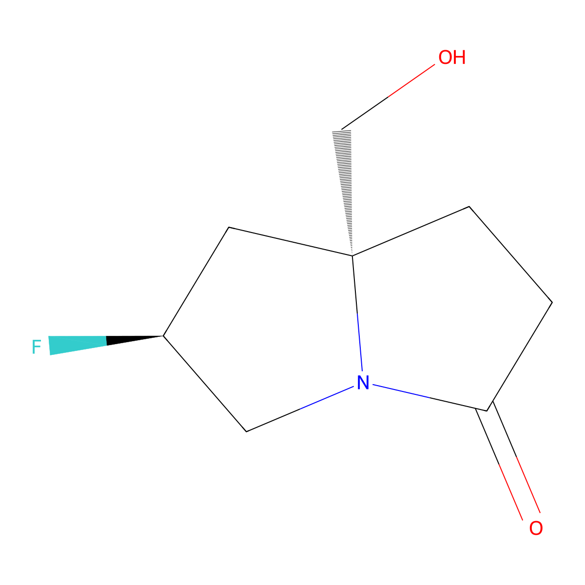 rel-(6S,8R)-6-fluoro-8-(hydroxymethyl)-2,5,6,7-tetrahydro-1H-pyrrolizin-3-one molecular structure, CAS 2621938-56-3