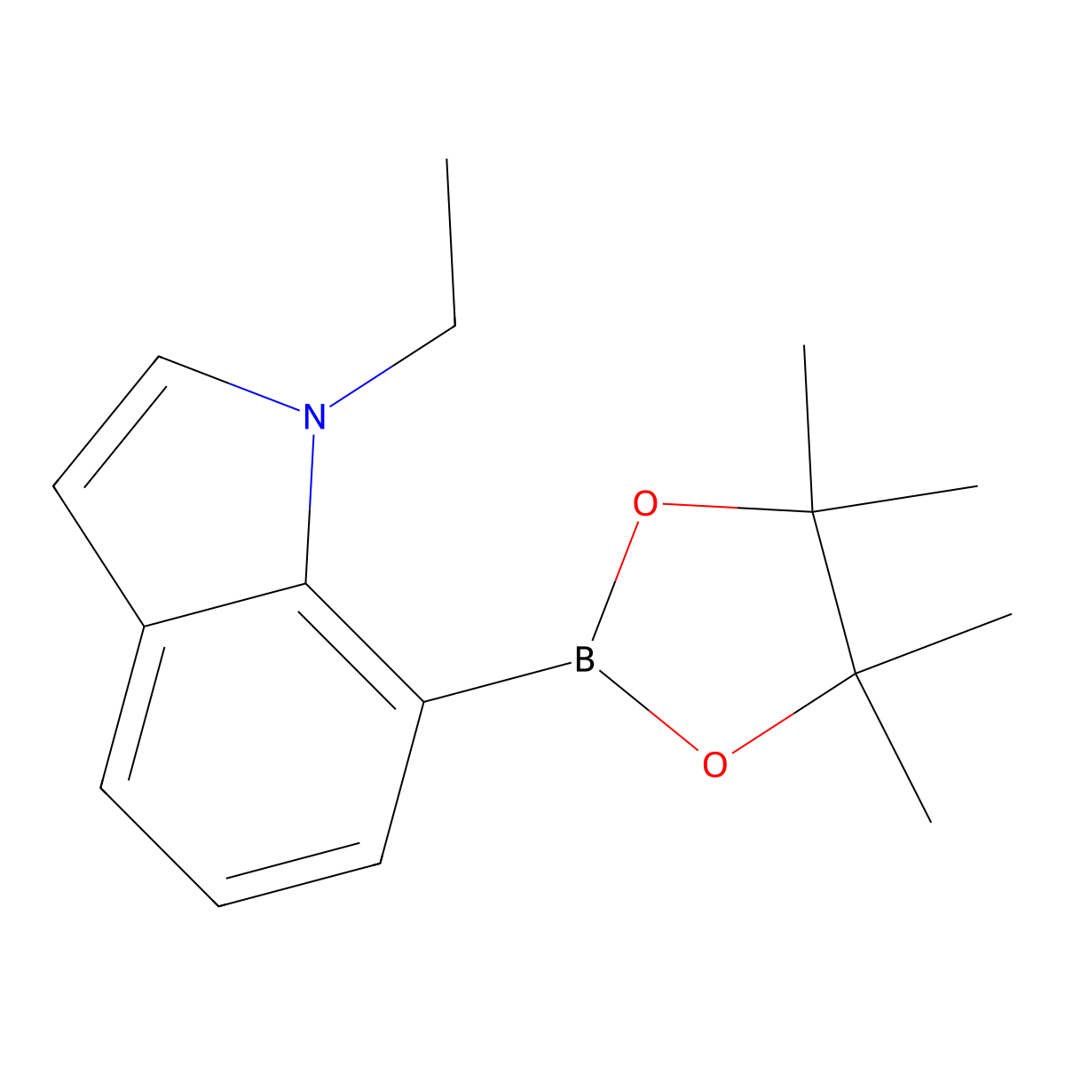 1-ethyl-7-(4,4,5,5-tetramethyl-1,3,2-dioxaborolan-2-yl)-1H-indole molecular structure, CAS 2621938-66-5